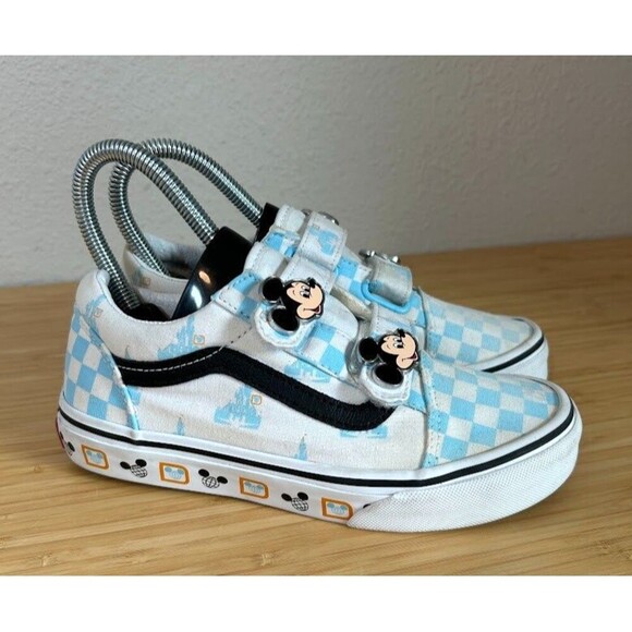 Vans X Disney 50th Anniversary Sneakers Kids 3 Blue Mickey Mouse Checkered - Picture 1 of 12